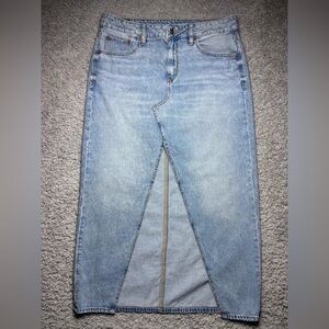 American Eagle Skirt Womens 6 Low Rise Maxi Front Slit Light Wash Stretch Denim